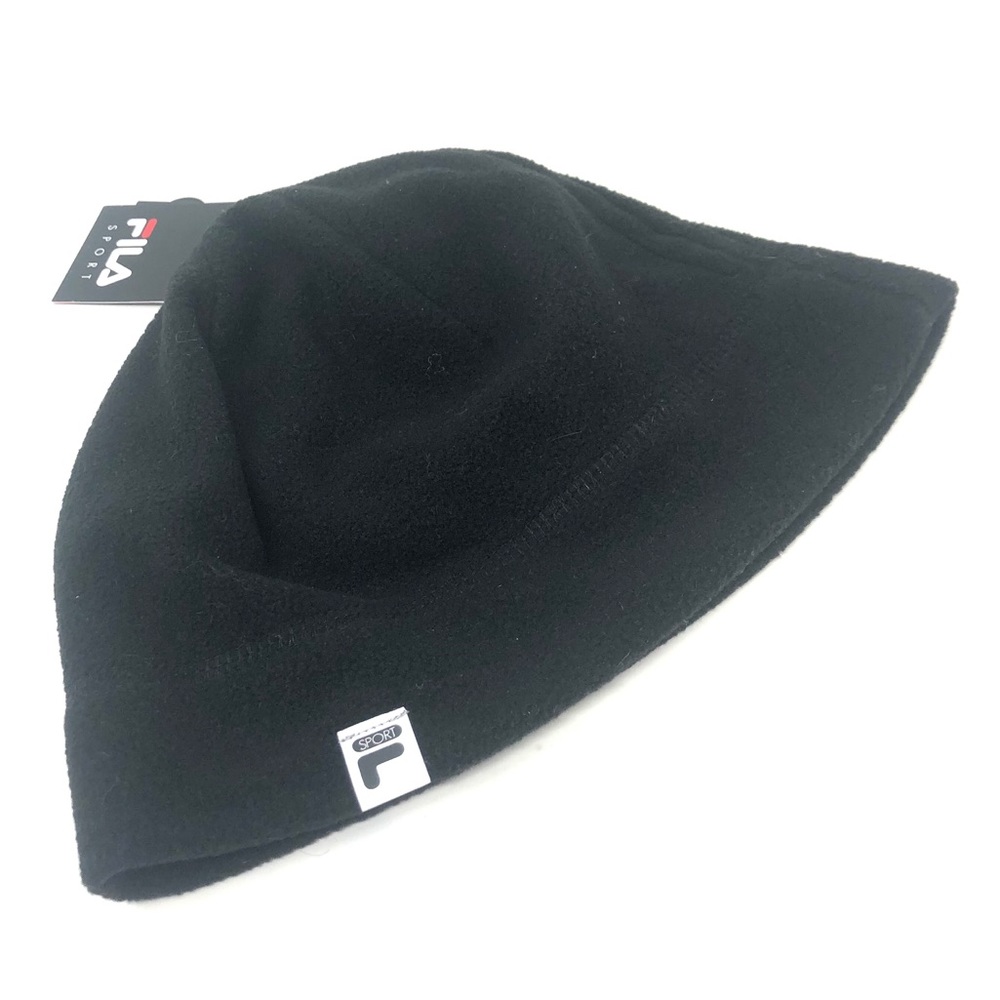 Fila Sport Black Fleece Beanie Ponytail Slit NWT - Picture 1 of 7
